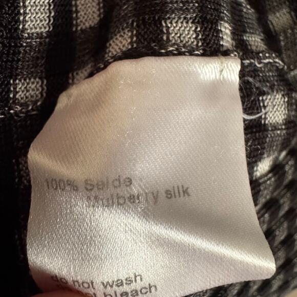 AKRIS Plaid Silk Black and Gray Long Sleeve Sweater Top Size 12 - Picture 7 of 8